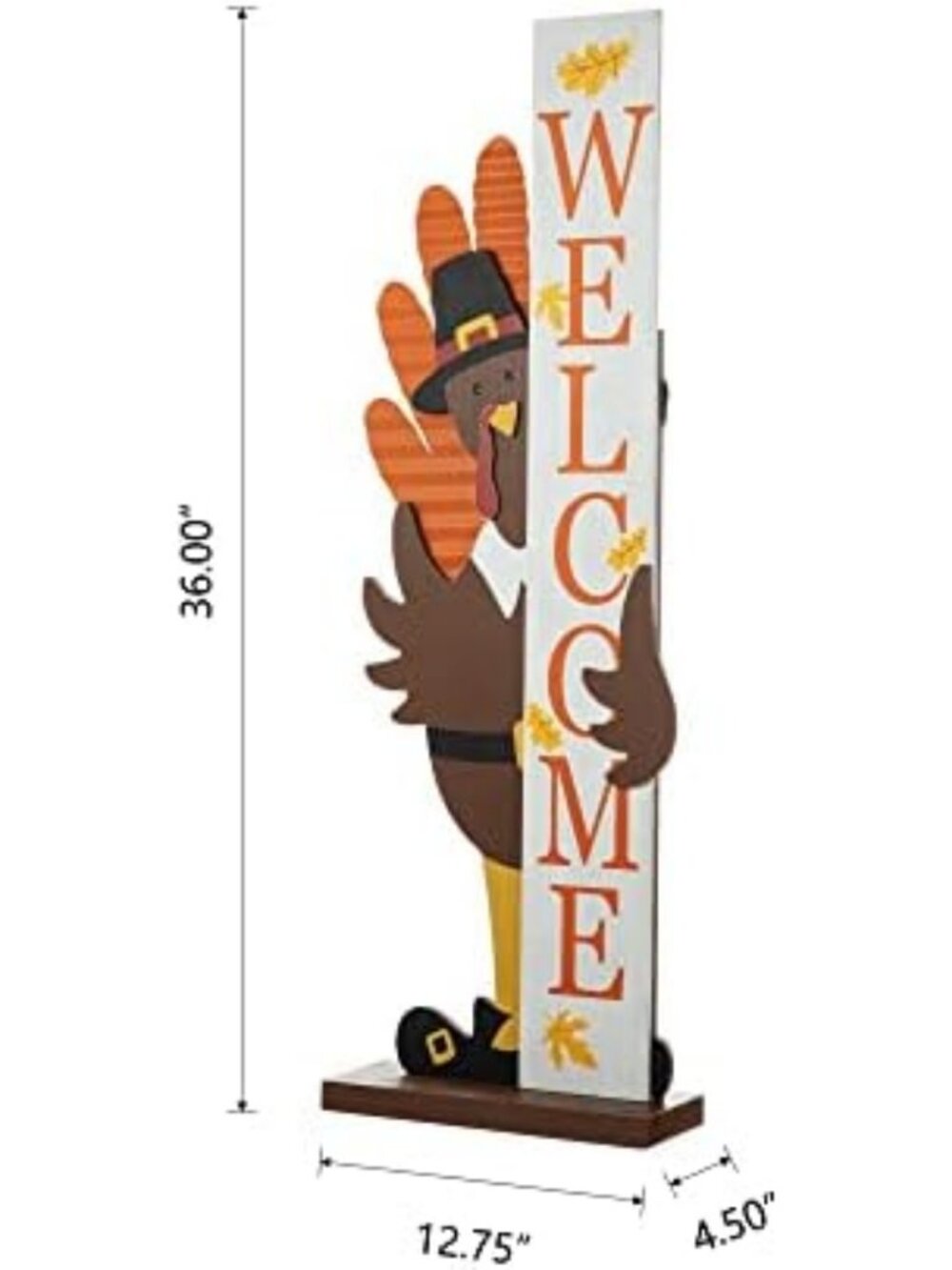 36” Fall Wooden Turkey Porch Sign | Rustic Farmhouse Decor for Thanksgiving - Picture 2 of 7